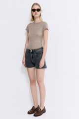 Mid Rise Denim Shorts