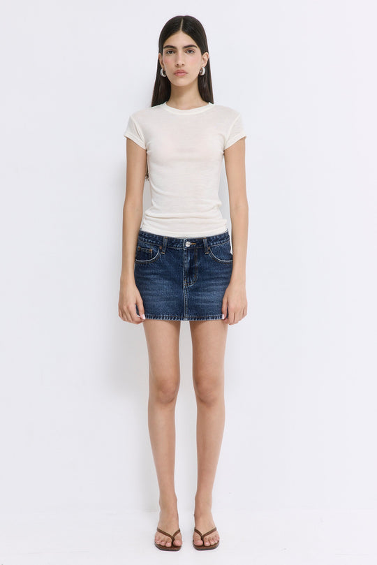 Low Rise Mini Denim Skirt - Dé Rococo