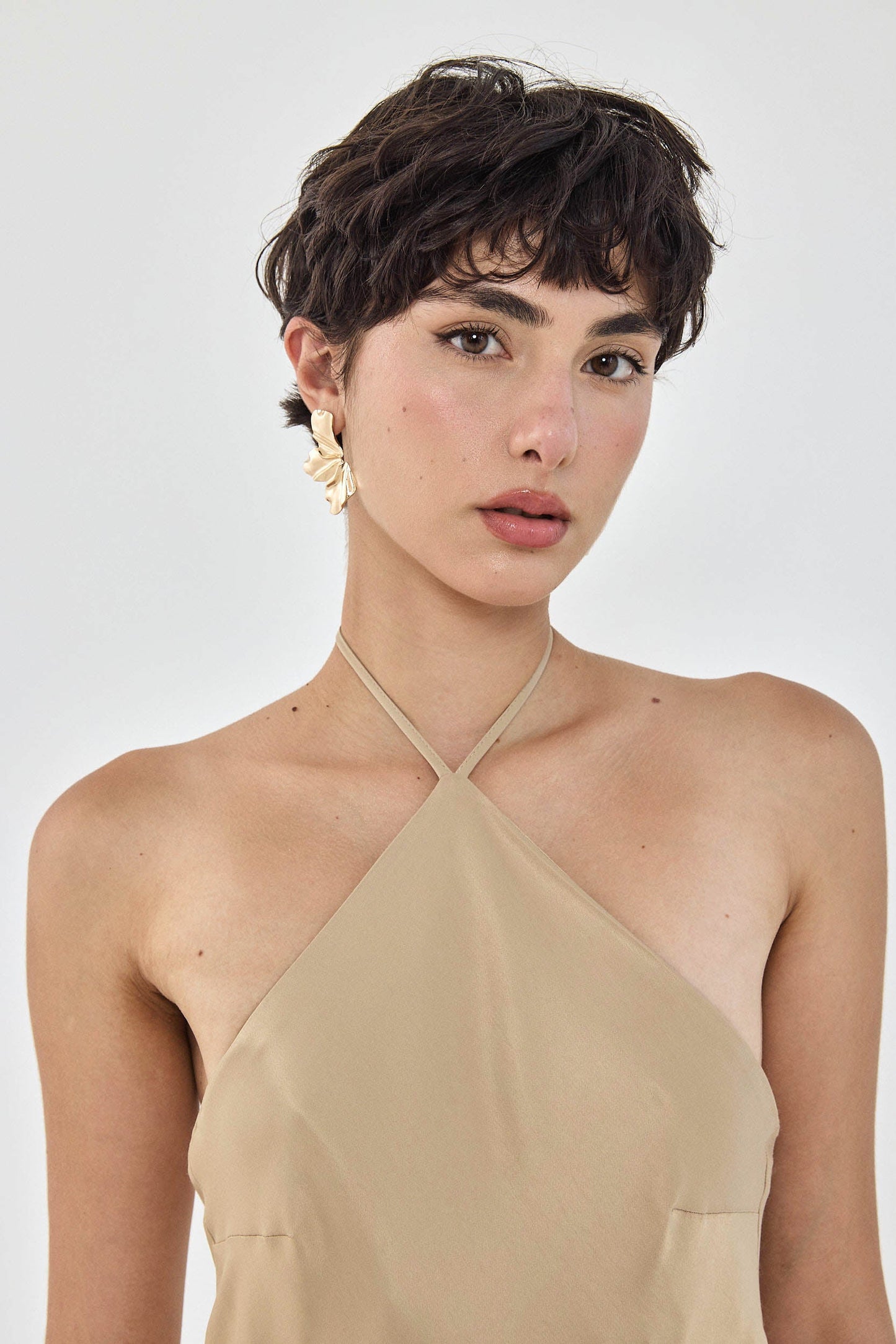Collar Maxi Satin Dress - Dé Rococo