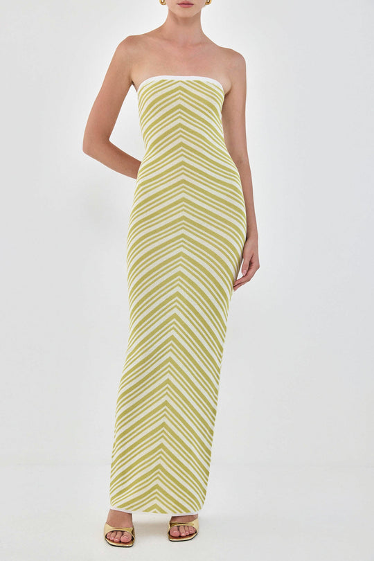 Pattern Knitted Strapless Dress - Dé Rococo