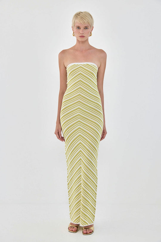 Pattern Knitted Strapless Dress - Dé Rococo