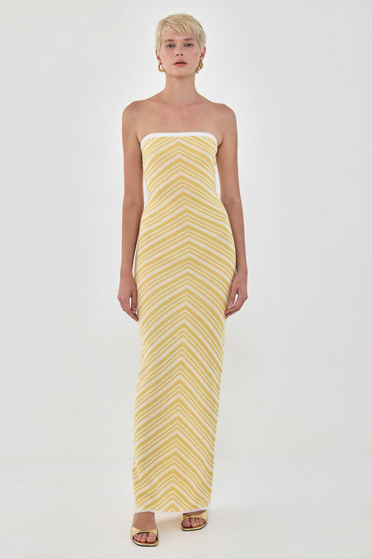 Pattern Knitted Strapless Dress - Dé Rococo