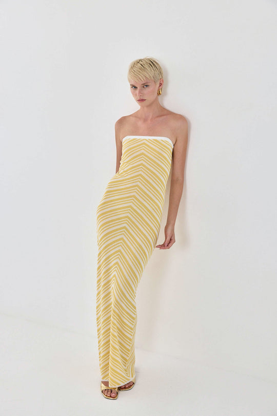 Pattern Knitted Strapless Dress - Dé Rococo