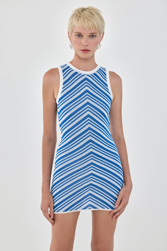 Pattern Knitted Open Back Mini Dress - Dé Rococo