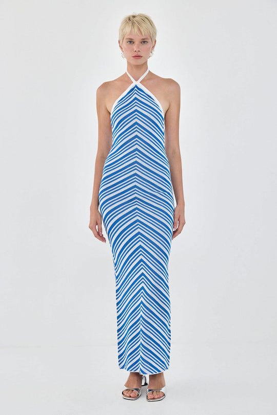 Pattern Knitted Collar Maxi Dress - Dé Rococo