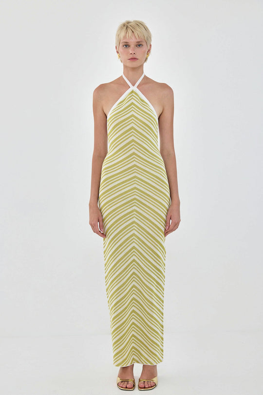 Pattern Knitted Collar Maxi Dress - Dé Rococo