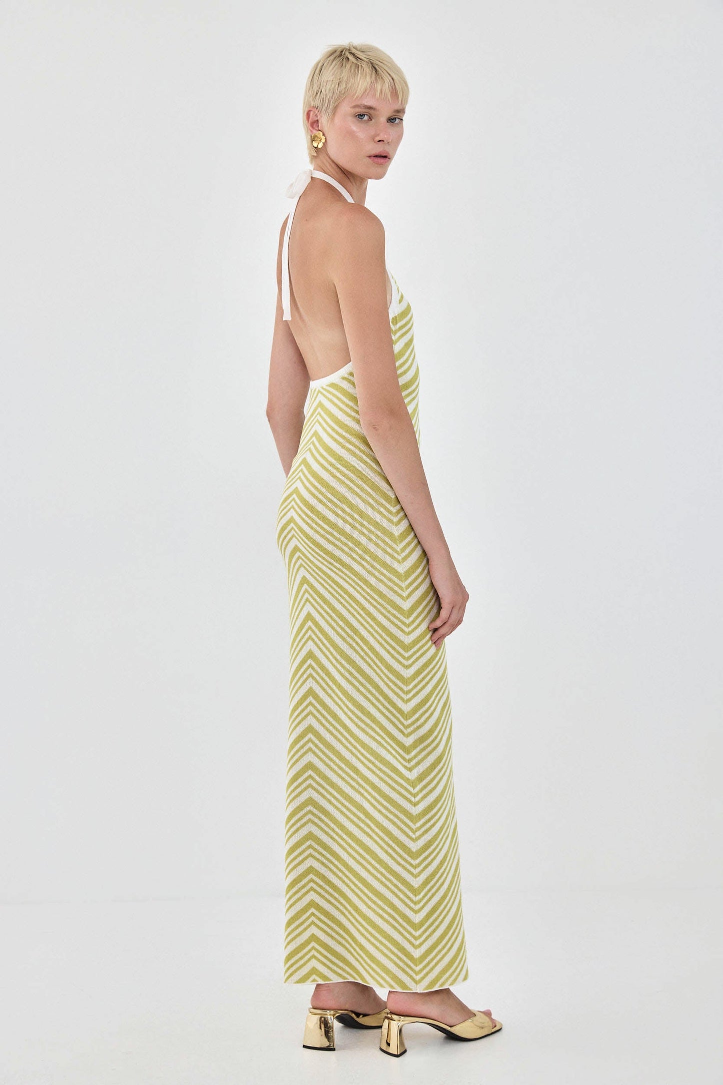 Pattern Knitted Collar Maxi Dress