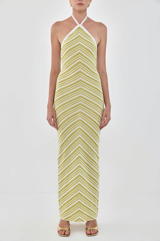 Pattern Knitted Collar Maxi Dress