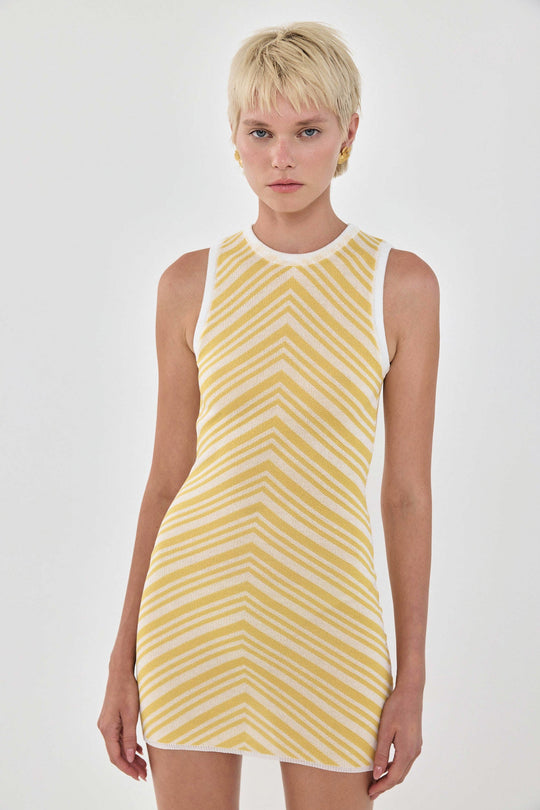 Pattern Knitted Open Back Mini Dress - Dé Rococo