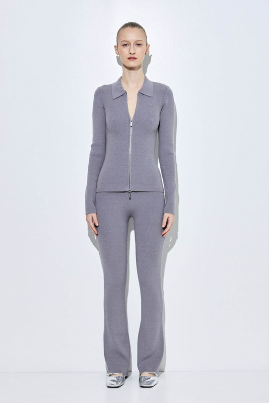 Ribbed Zipper Cardigan - Dé Rococo
