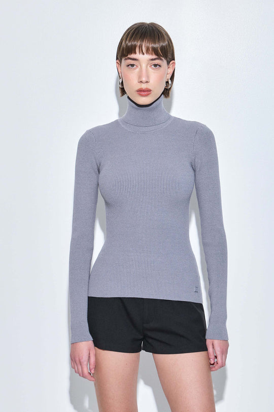 Ribbed Turtleneck Top - Dé Rococo