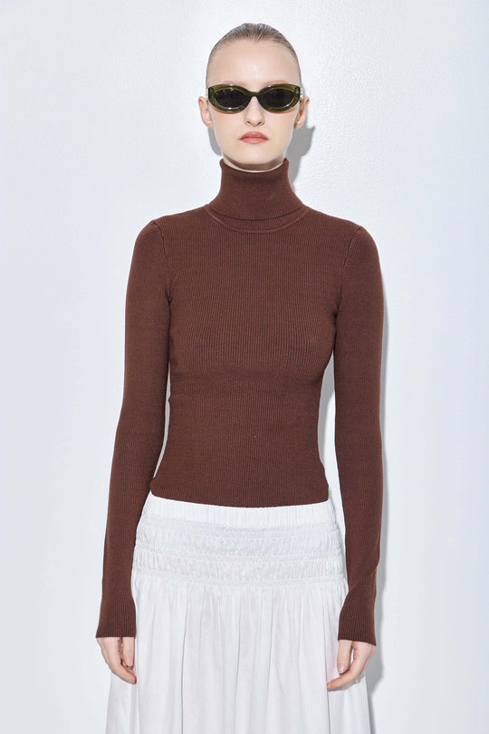 Ribbed Turtleneck Top - Dé Rococo