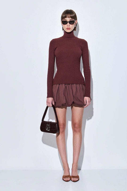 Ribbed Turtleneck Top - Dé Rococo