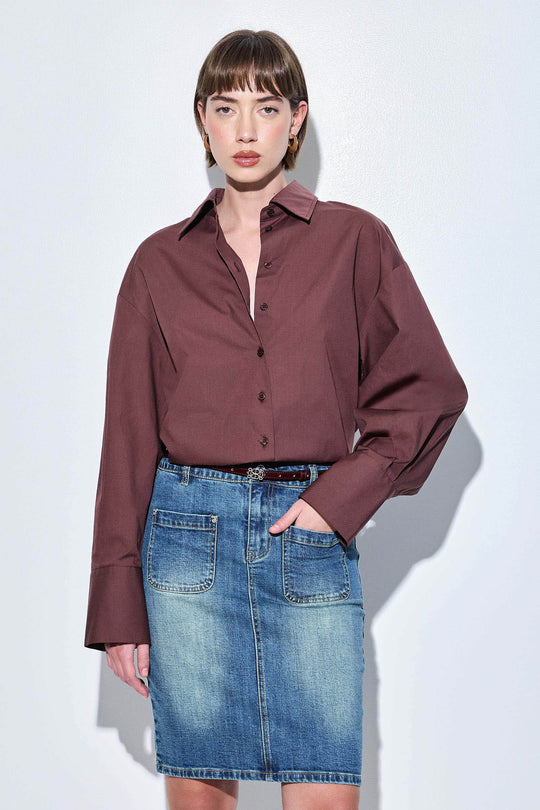 Oversized Poplin Button Down Shirt - Dé Rococo