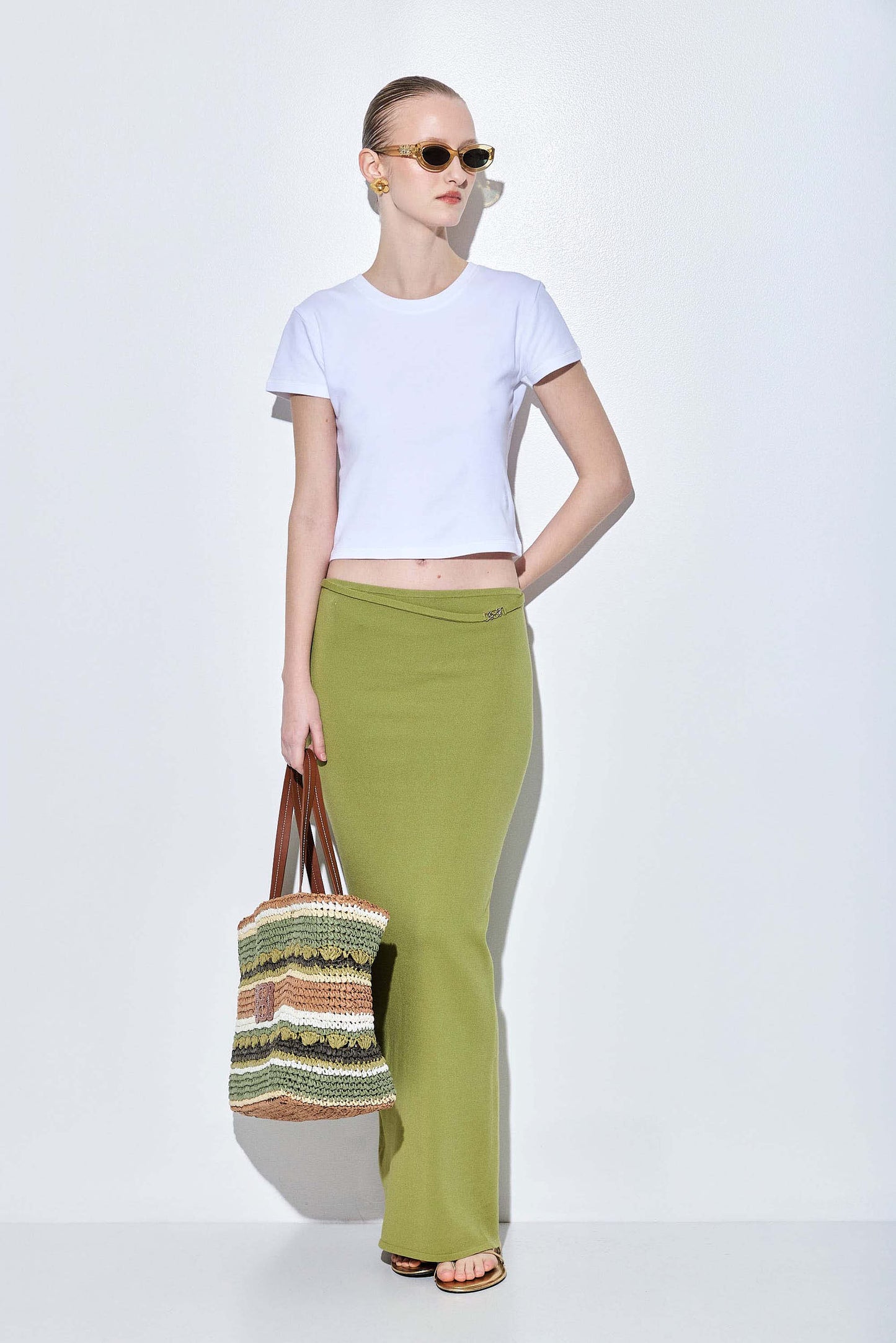 Knitted Buckle Maxi Skirt - Dé Rococo