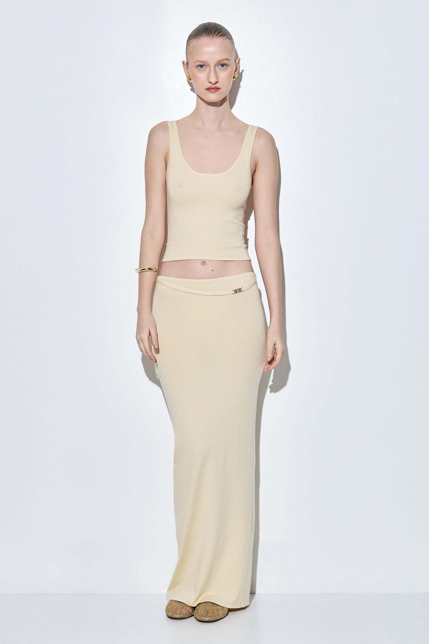 Knitted Buckle Maxi Skirt