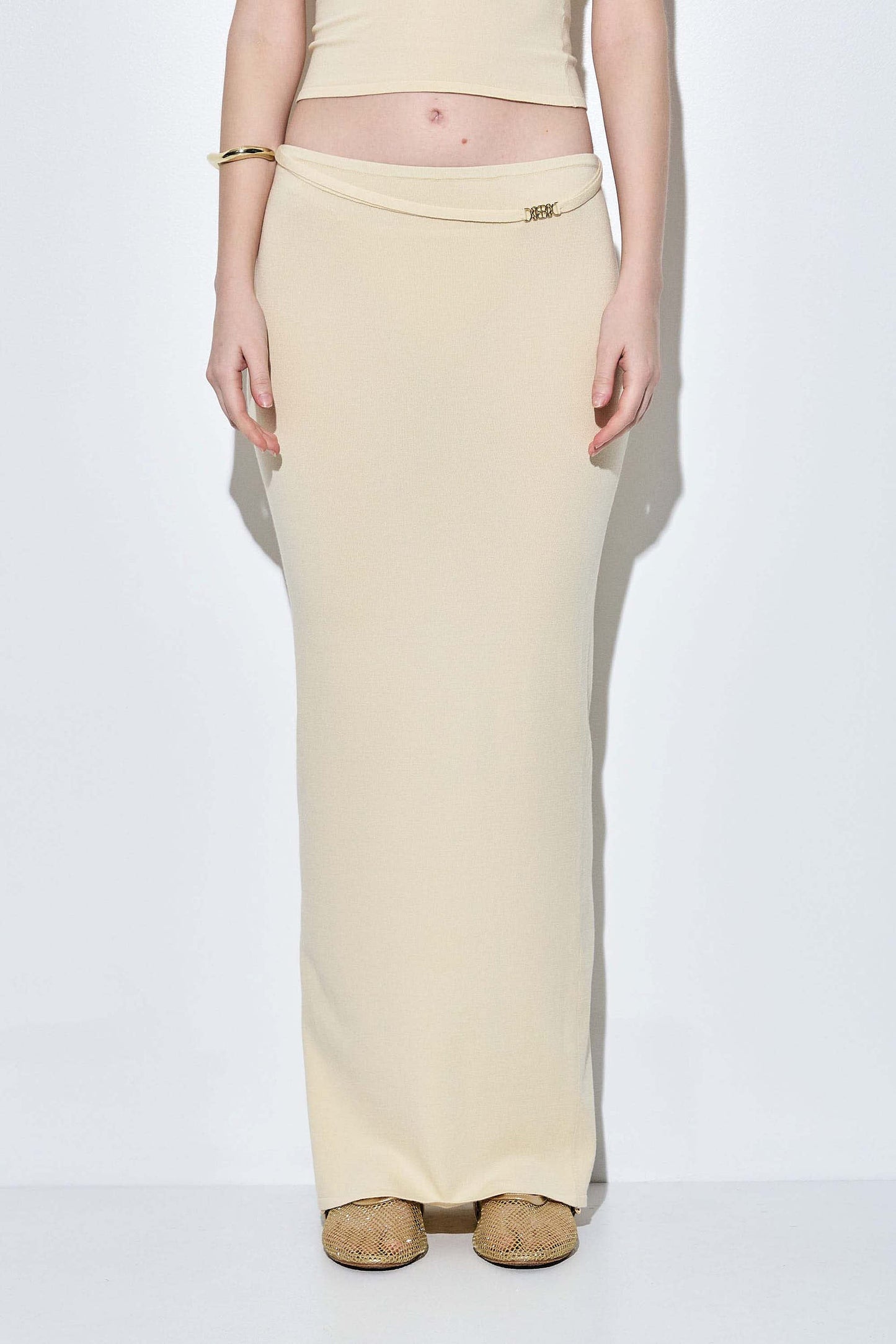 Knitted Buckle Maxi Skirt