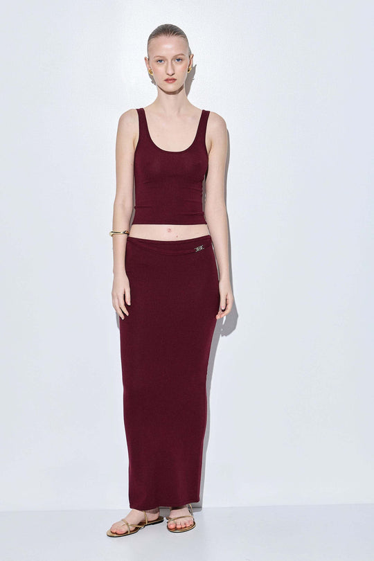 Knitted Buckle Maxi Skirt - Dé Rococo