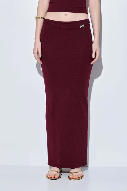 Knitted Buckle Maxi Skirt