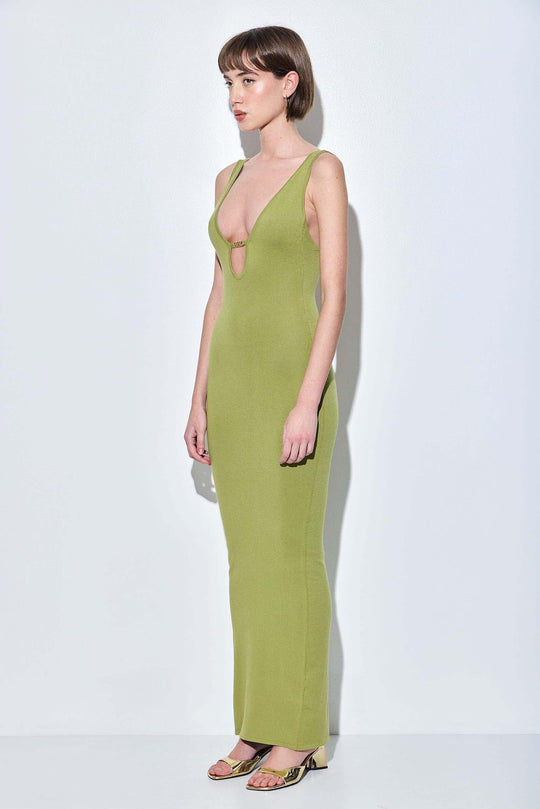 V Neck Buckle Maxi Dress