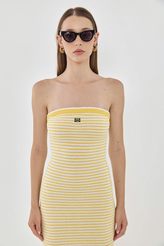 Boucle Strapless Maxi Dress - Dé Rococo