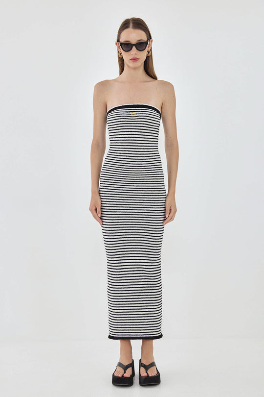Boucle Strapless Maxi Dress - Dé Rococo