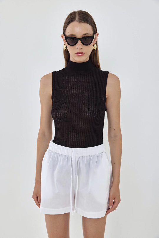 Knit Sleeveless Turtleneck Top - Dé Rococo