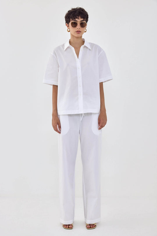 Short Sleeved Poplin Button Down Shirt - Dé Rococo