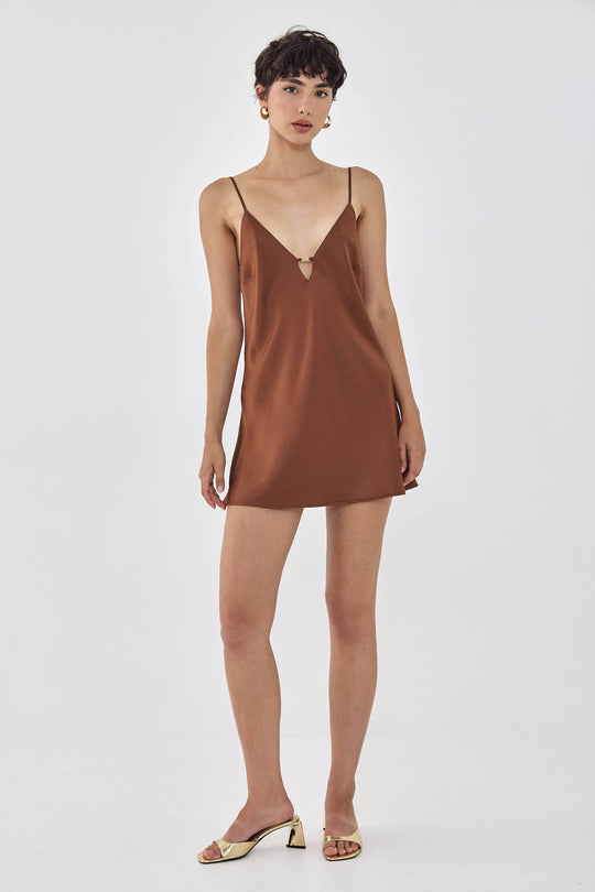 Satin Slip Open Back Mini Dress - Dé Rococo
