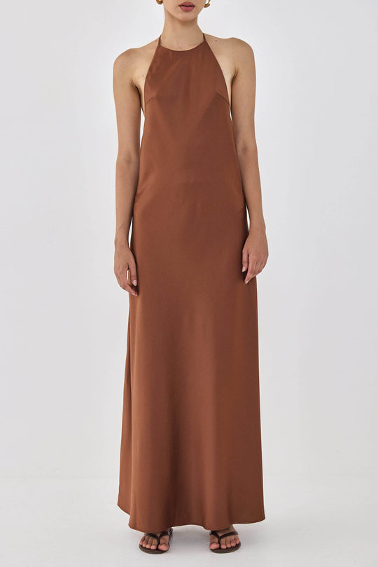 Satin Collared Maxi Dress - Dé Rococo