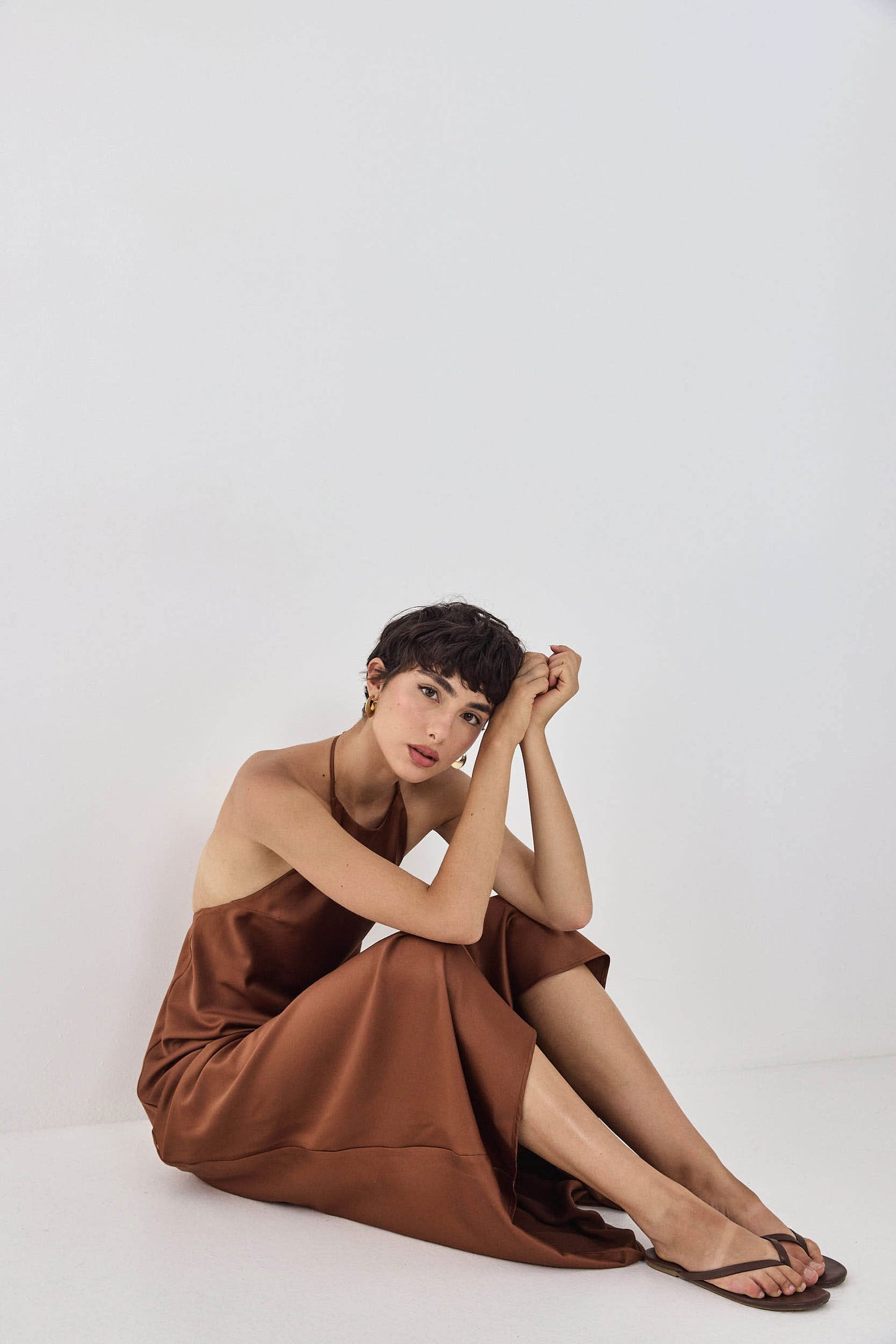 Satin Collared Maxi Dress - Dé Rococo