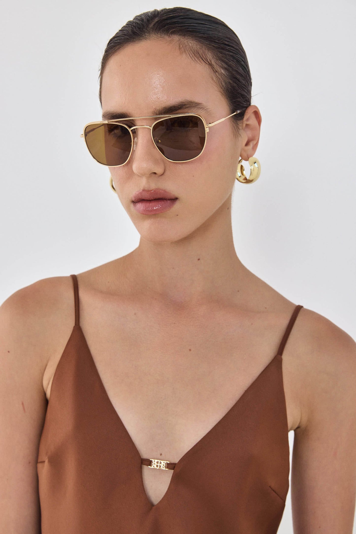 Satin V Neck Tank Top - Dé Rococo