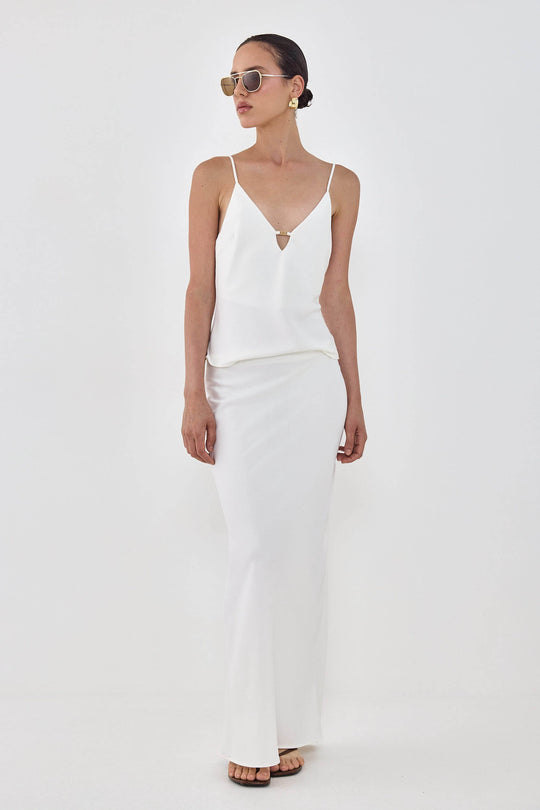 Satin V Neck Tank Top - Dé Rococo