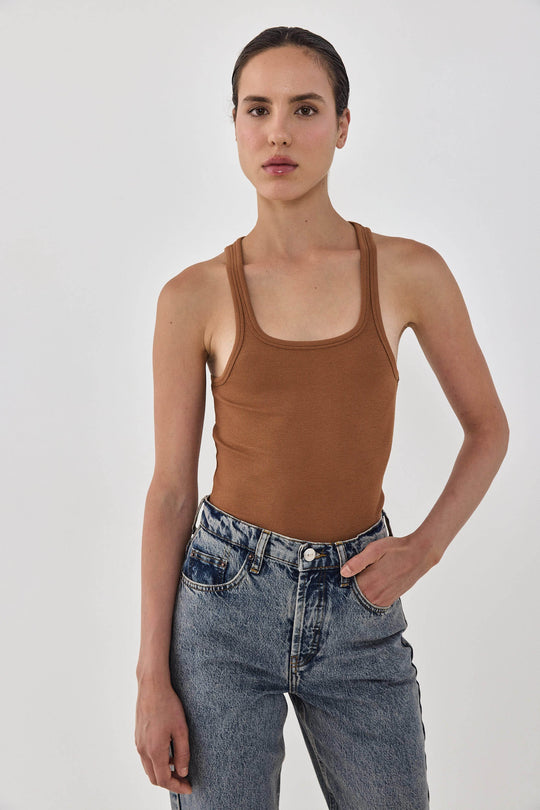 Deep Scoop Thin Straps Tank Top - Dé Rococo