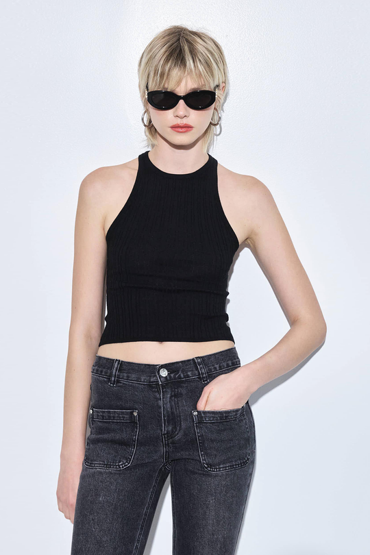 Ribbed Crew Neck Tank Top - Dé Rococo