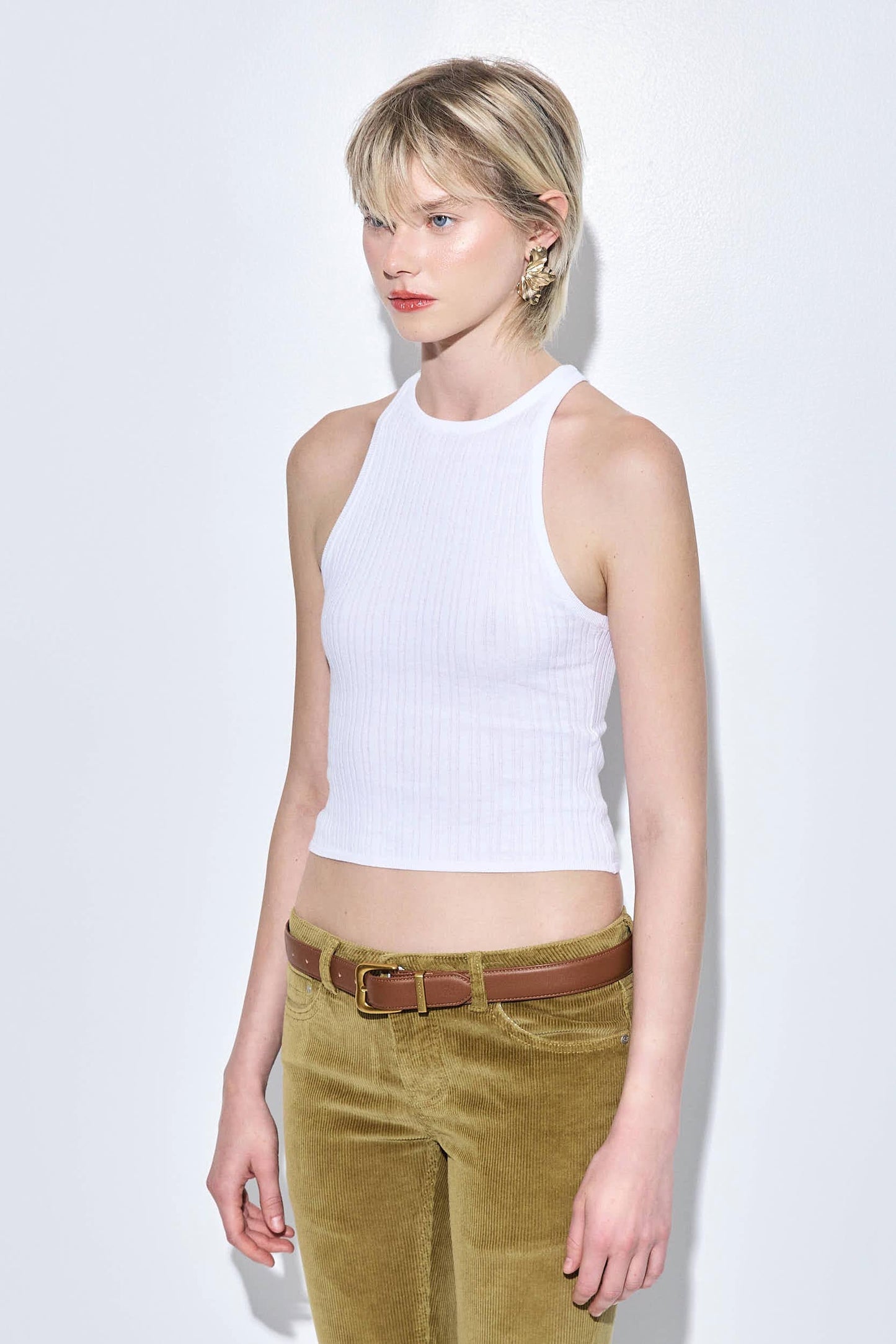 Ribbed Crew Neck Tank Top