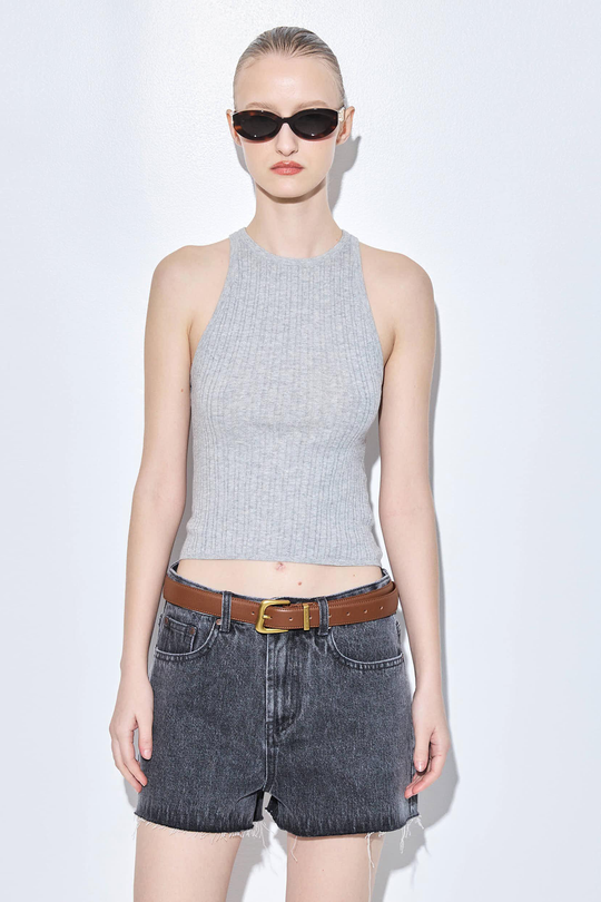 Ribbed Crew Neck Tank Top - Dé Rococo
