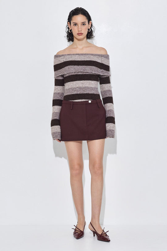 Off Shoulder Fuzzy Sweater - Dé Rococo