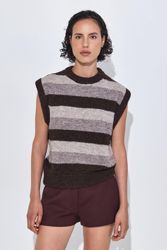 Fuzzy Striped Vest - Dé Rococo
