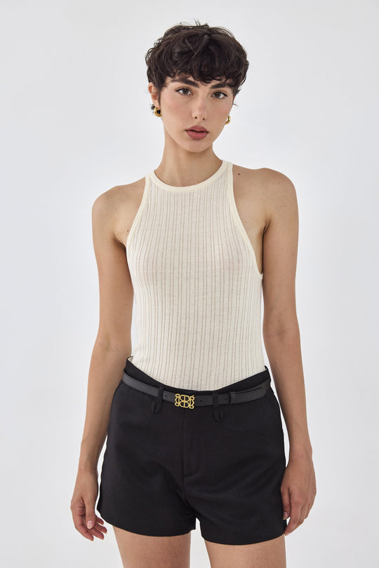 Ribbed Racer Tank Top - Dé Rococo
