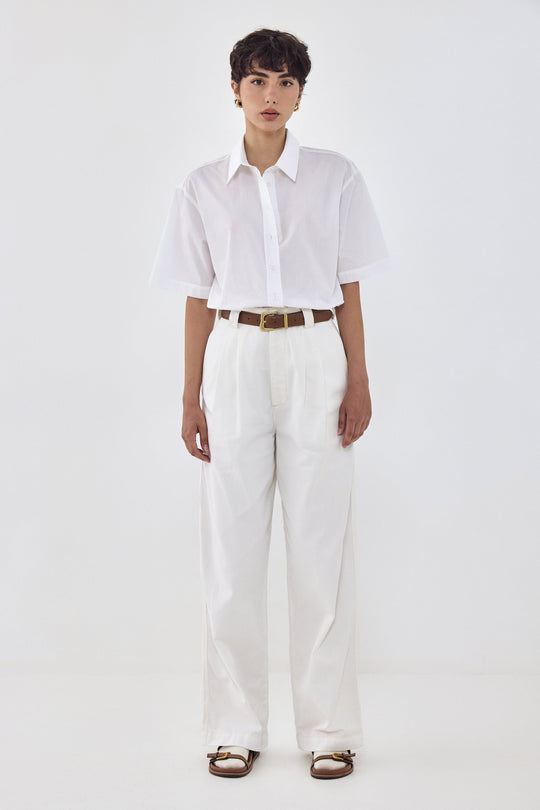 Drill Cotton Wide Leg Pants - Dé Rococo