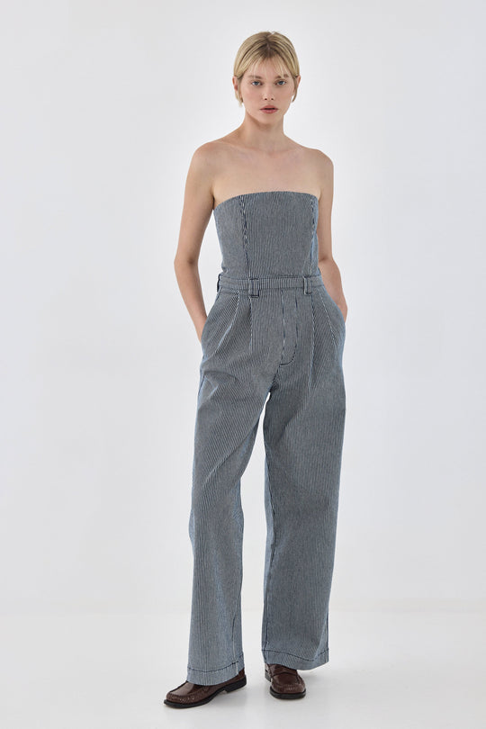 Drill Cotton Strapless Jumpsuit - Dé Rococo