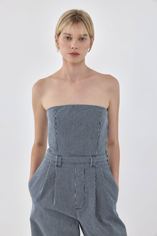 Drill Cotton Strapless Jumpsuit - Dé Rococo