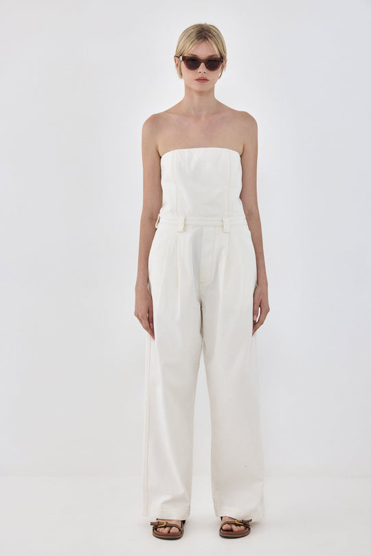 Drill Cotton Strapless Jumpsuit - Dé Rococo