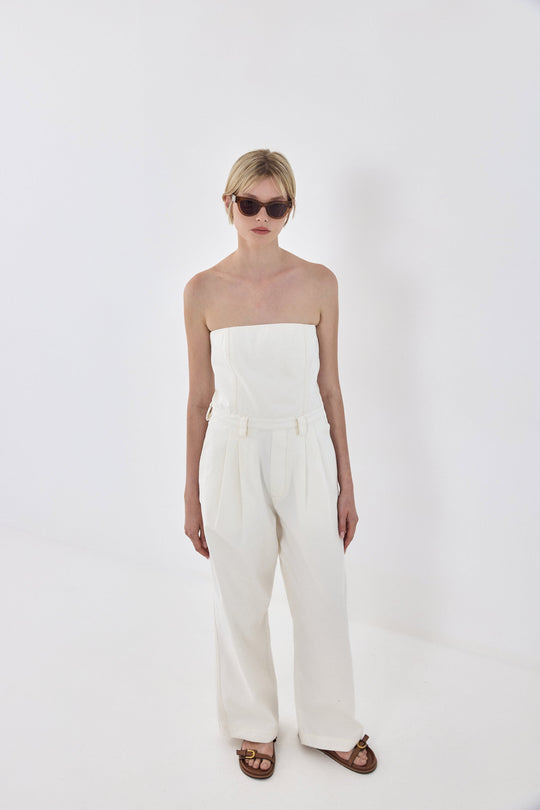 Drill Cotton Strapless Jumpsuit - Dé Rococo