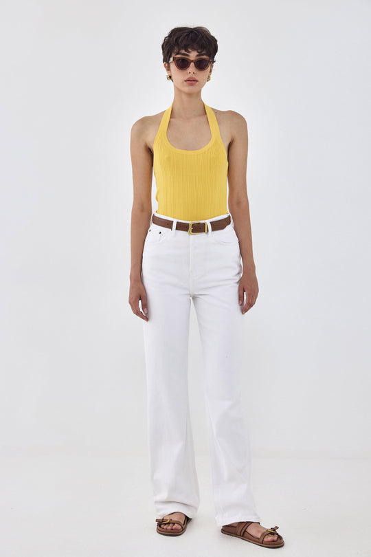 Collared Ribbed Tank Top - Dé Rococo