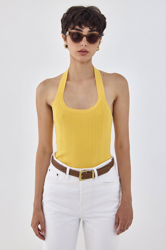 Collared Ribbed Tank Top - Dé Rococo