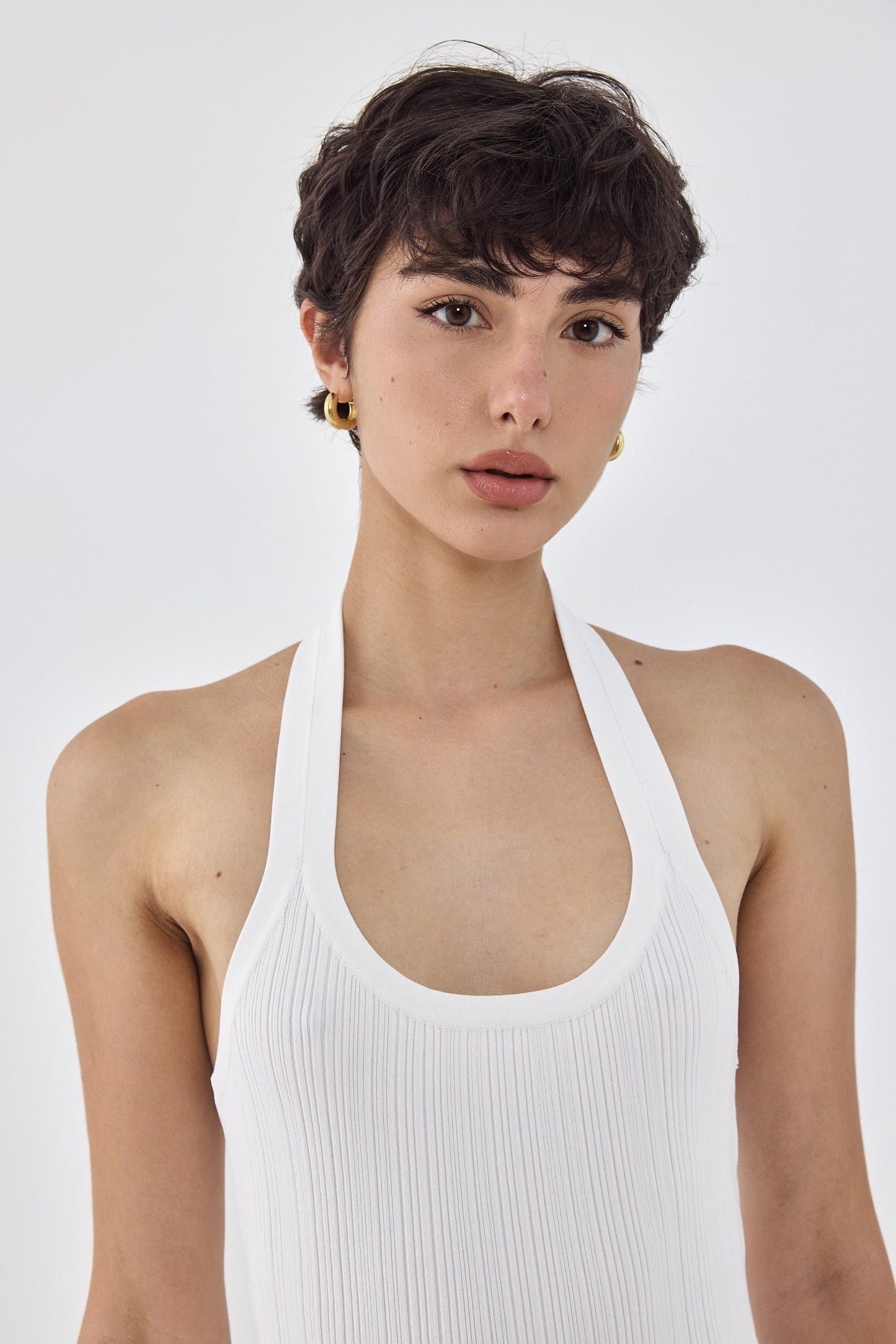 Collared Ribbed Tank Top - Dé Rococo