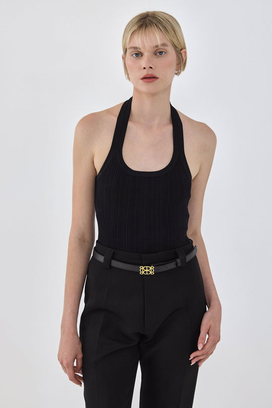 Collared Ribbed Tank Top - Dé Rococo