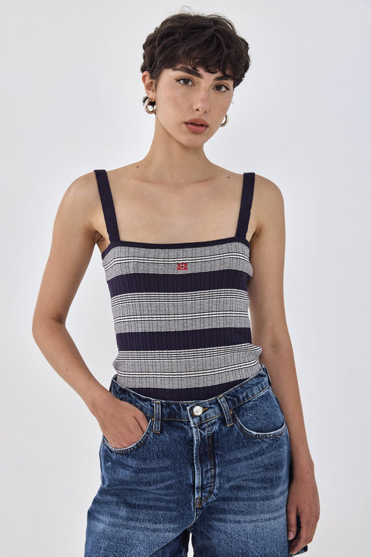 Striped Ribbed Cami Tank Top - Dé Rococo